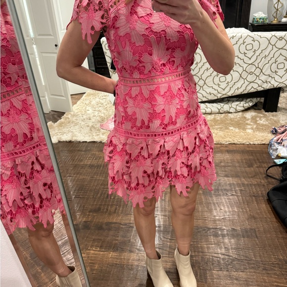 Avara Luxory High Quality Pink Women Lace Dress - Picture 2 of 8